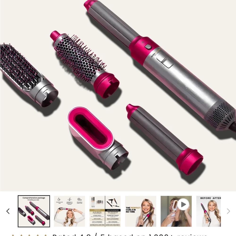 Multifunctional Hair Styling Tool Set - Pink and Gray